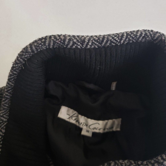 Kenneth Cole NY Herringbone Tweed Wool Bomber Field Jacket Mens M Black & White - Picture 5 of 6